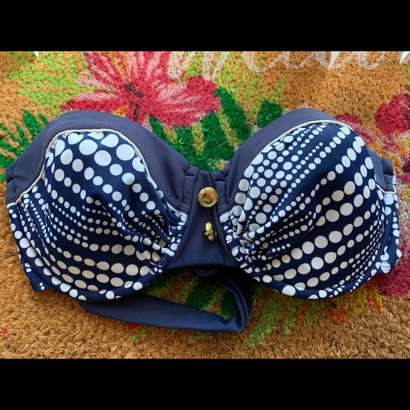 Navy Blue Swim Suit Top Strapless - Picture 1 of 4
